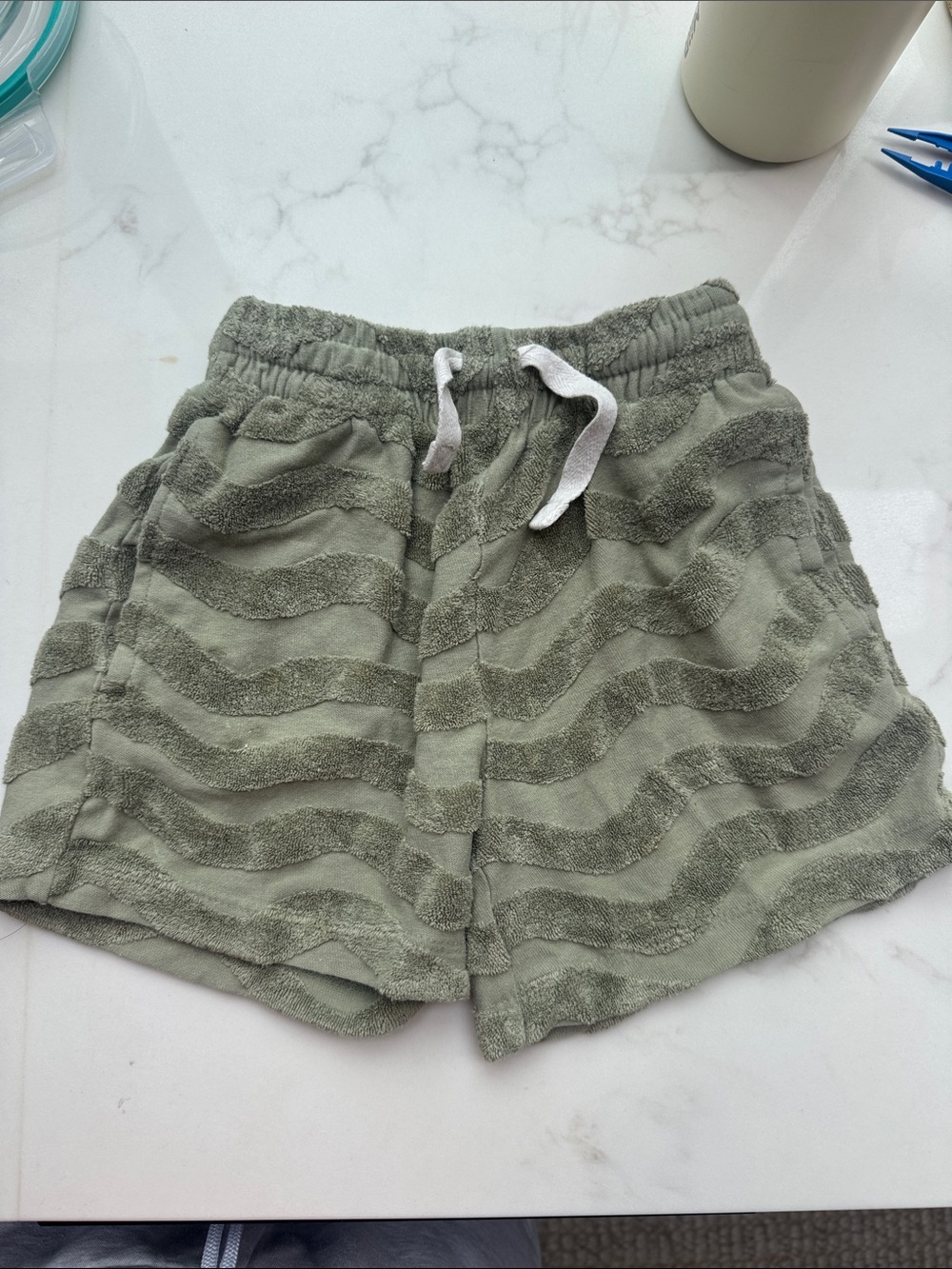 Hanna andersson Olive Green Terry Cloth Drawstring Shorts